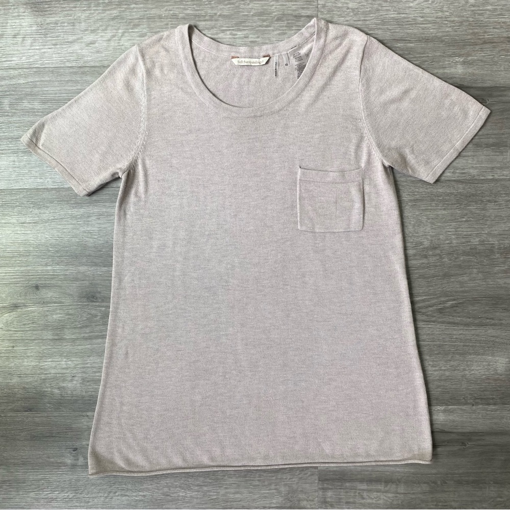 Soft Surroundings Oatmeal Cashmere Blend Lounge Tee XS